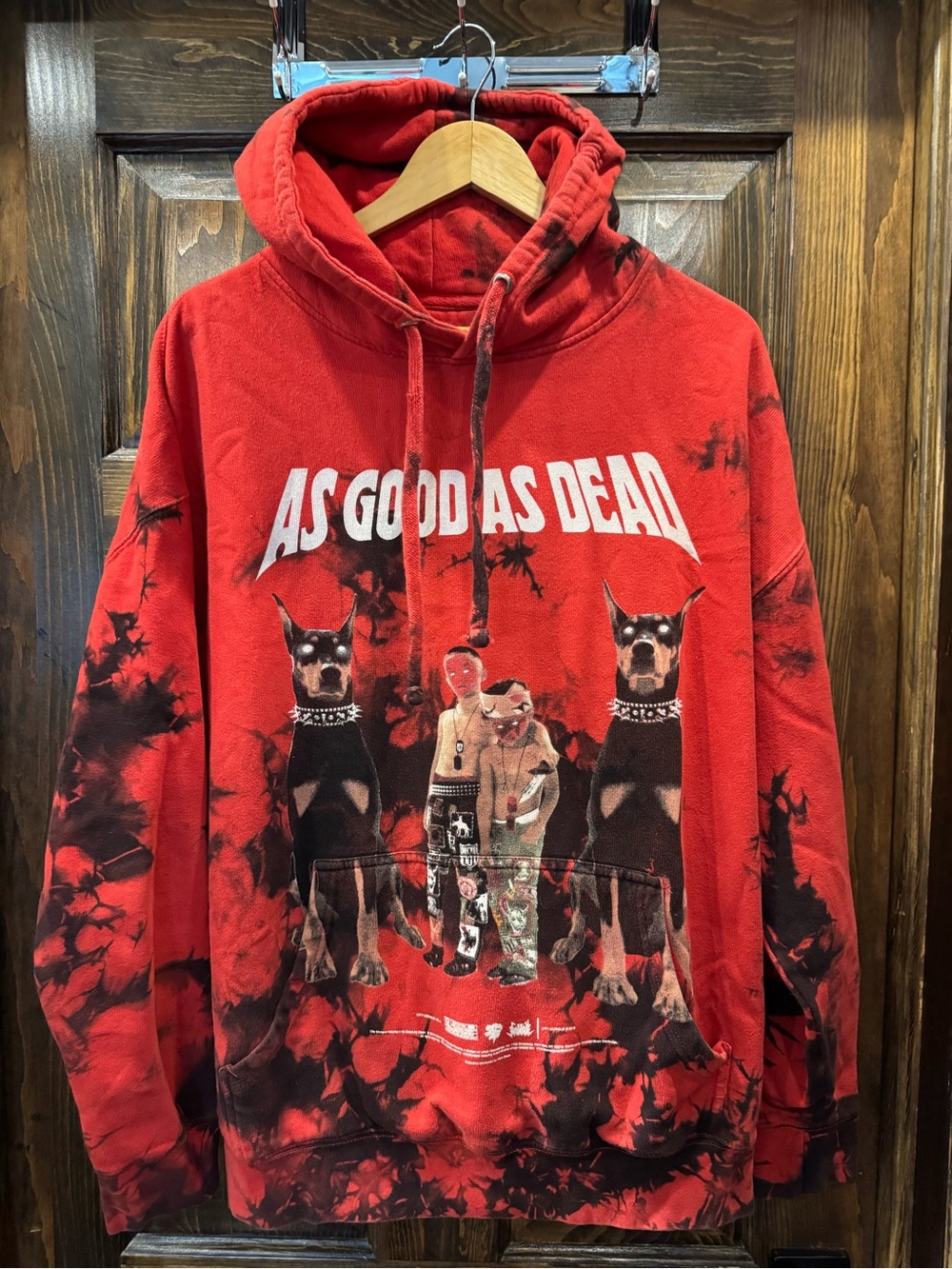 Affliction Red & Black 'As Good As Dead' Graphic Hoodie